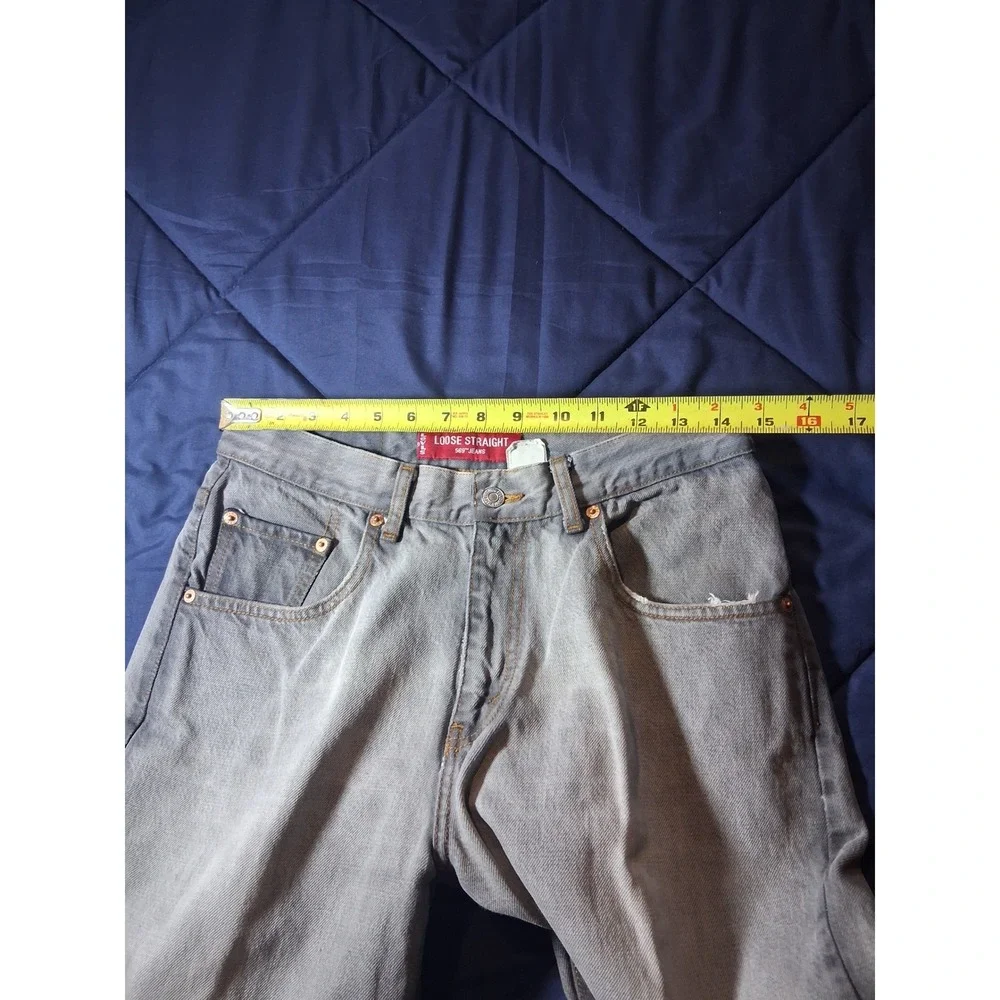Levis 569 Y2K Loose Straight Fit Jeans Mens 29x30 Grey Faded Denim 100% Cotton